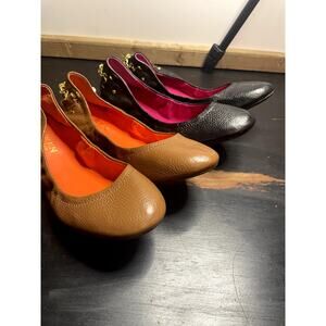 Ralph Lauren Brown and Black Leather Ballet Flats